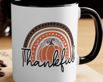 Rainbow Pumpkin, Fall Rainbow Coffee Mug, 11oz