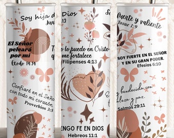 Spanish Christian Bible Verse 20oz Tumbler Wrap: Affirmations Sublimation Design (Digital Download)