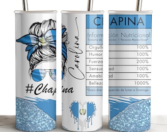 Custom Guatemala Tumbler: Chapina Mom Gift, Stainless Steel 20oz Skinny Tumbler