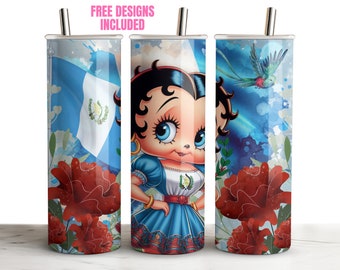 Betty Boop Guatemalan Tumbler Wrap, Chapina 20oz Skinny Tumbler Design (PNG SVG Digital Download)