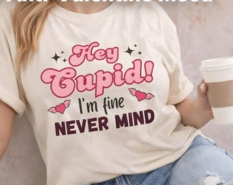 Anti Valentine Graphic T-Shirt for Women, Funny Cupid Shirt, Bella Canvas Tee