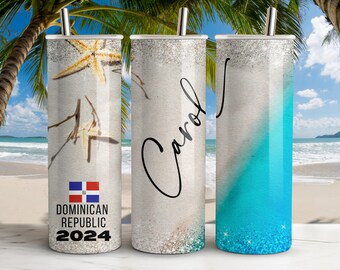 Personalized Beach Vacation Tumbler, Stainless Steel Travel Cup