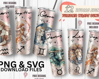 Zodiac Tumbler Sublimation Design: Star Sign Nutrition Facts (PNG, SVG)