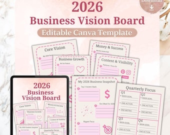 2026 Business Vision Board Canva Template for Entrepreneurs