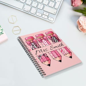 Personalized Teacher Notebook: Pencil Design, Ruled Pages, 6x8 Spiral