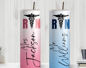 Personalized RN Tumbler: Custom Nurse Gift, 20oz Stainless Steel