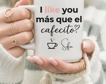 Spanglish Valentine Mug, Cafecito Love Quote, Personalized Coffee Cup, Latino Valentines Mug
