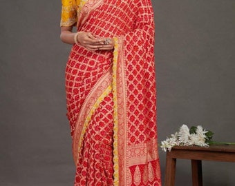 Bollywood Designer  saree for bridesmaid,  Weaving Jacquard Saree Beautiful Embroidery Sequence Lace Border, with Unstitched blouse.