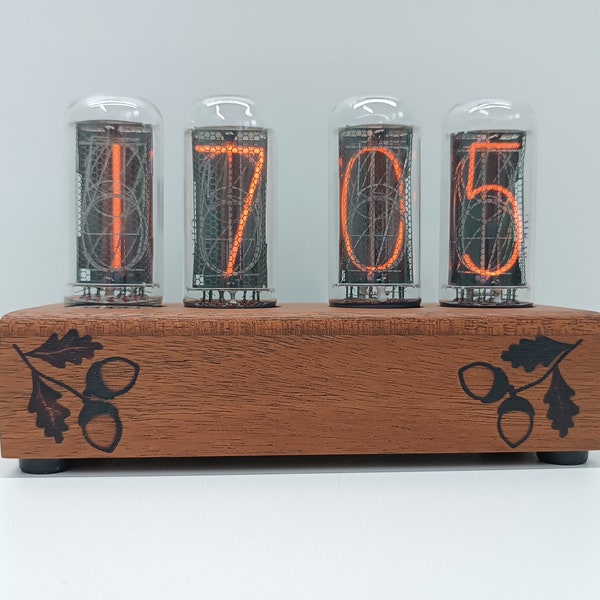 Nixie Clock IN-18, Ideal Gift, Gift Idea, the case is made of oak