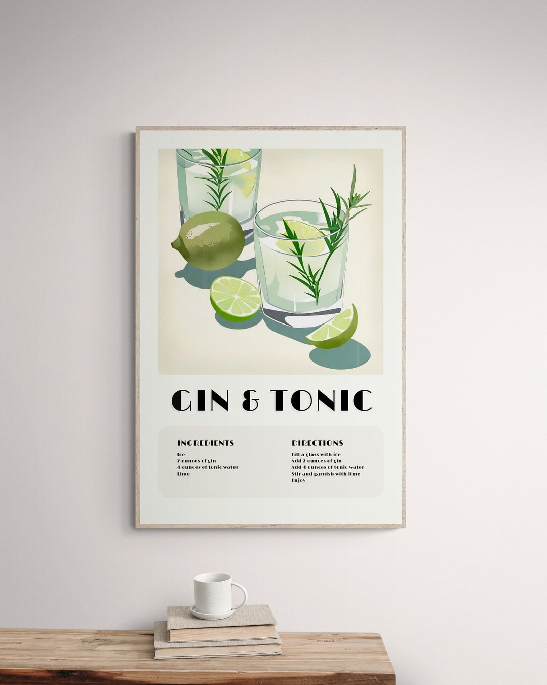 Gin and Tonic Drink Poster Vintage Retro Cocktail Print Etsy UK