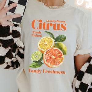 Citrus Retro Commercial Graphic Shirt, Vintage Fruit Label T-Shirt, Orange, Lime, Lemon Lover Tee, Unisex Adult Graphic T Shirt, Cool Gift