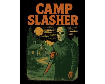 Camp Slasher Poster, Retro Horror Decor