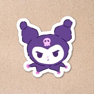 Kuromi Vinyl Sticker - Handgezeichneter laminierter Sanrio-inspirierter Aufkleber, niedlicher Kawaii Aufkleber für Laptop, Journal, Wasserflasche