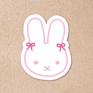 Miffy Vinyl Aufkleber - Handgezeichneter laminierter kokette Hasen Aufkleber, niedlicher ästhetischer Aufkleber für Journal, Laptop, Wasserflasche
