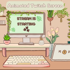 Cozy Animated 3in1 TWITCH OVERLAY SCREENS | Aesthetic, Lofi, Cozy, Cottagecore (Stream Start, Pause Screen, Stream Ending)