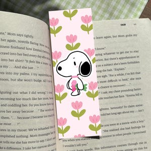 Blumen Snoopy Lesezeichen, handgemachtes, süßes Buch Accessoire, kokettes ästhetisches Schreibwaren für Leseratten