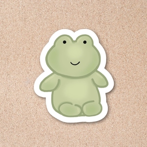 Jellycat Frosch Vinyl Aufkleber - Handgezeichneter laminierter Jelly Cat Aufkleber, niedlicher ästhetischer Aufkleber für Journal, Laptop, Wasserflasche