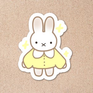 Bäckerei Miffy Vinyl Aufkleber - Handgezeichneter, laminierter Miffy-inspirierter, gemütlicher Bäckerei-Aufkleber, niedlicher Kawaii Aufkleber für Laptop, Journal, Wasserflasche