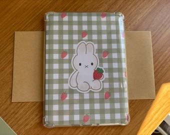 Strawberry Miffy Kindle Insert – Handmade Cute Miffy Nintje Soft Girl E-Reader, Kobo Accessory, Handdrawn Aesthetic Stationery Book Lovers