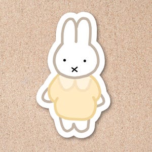 Miffy Vinyl Sticker – Handdrawn Laminated Bunny Decal, Cute Kawaii Sticker for Journal, Laptop, Water Bottle