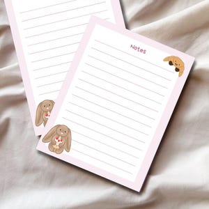 Jellycat Bunny + Croissant Notepad – Cute Jellycat Amuseables Inspired Memo Pad, Kawaii Aesthetic Stationery for Journaling & Book Lovers