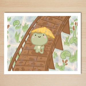 Cozy Cottagecore Frog Postcard | Kawaii Forest Frog Wall Decor | Cute Nature Illustration Art Print for Room or Desk for Gifts, Stationery