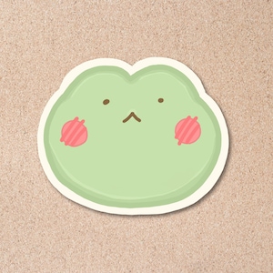Süsser Frosch Vinyl Sticker - Kuscheliger handgemachter Kawaii Frosch | Cottagecore wasserfester Aufkleber für Journale, Laptop, Wasserflasche
