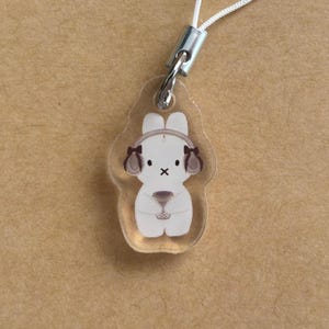 Coffee Miffy Phone Charm – Kawaii Bunny Acrylic Keychain, Double-Sided Clear 1&quot; Accessory for Phone, Bag, Journal, Gifts