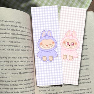 Labubu Have A Seat Bookmark – Handmade Laminated Cute Pop Mart The Monsters Book Accessory, Kawaii Aesthetic Labubu Stationery for Readers