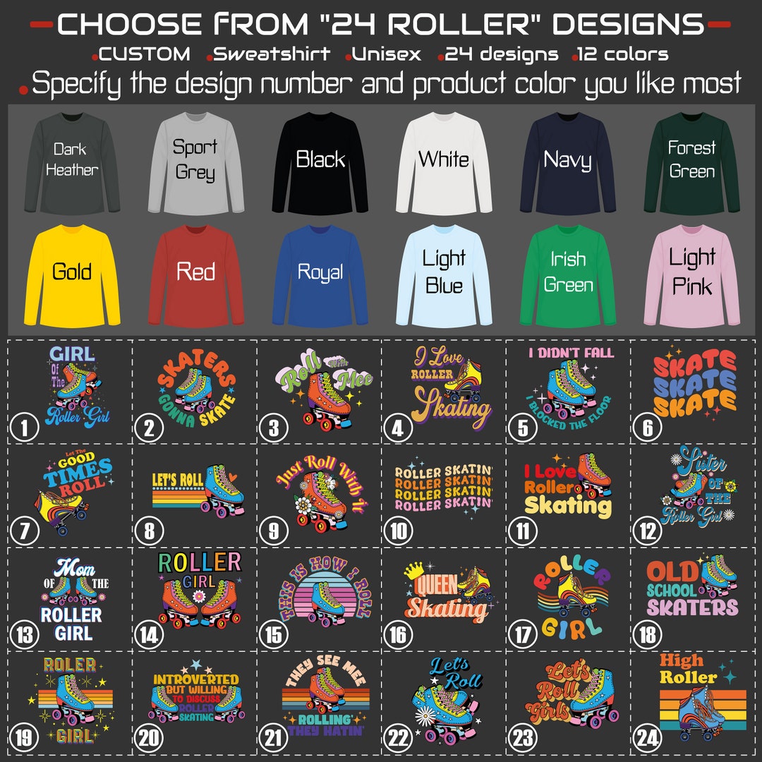 Roller Skating Sweatshirt Custom Roller Skate Sweatshirt Etsy