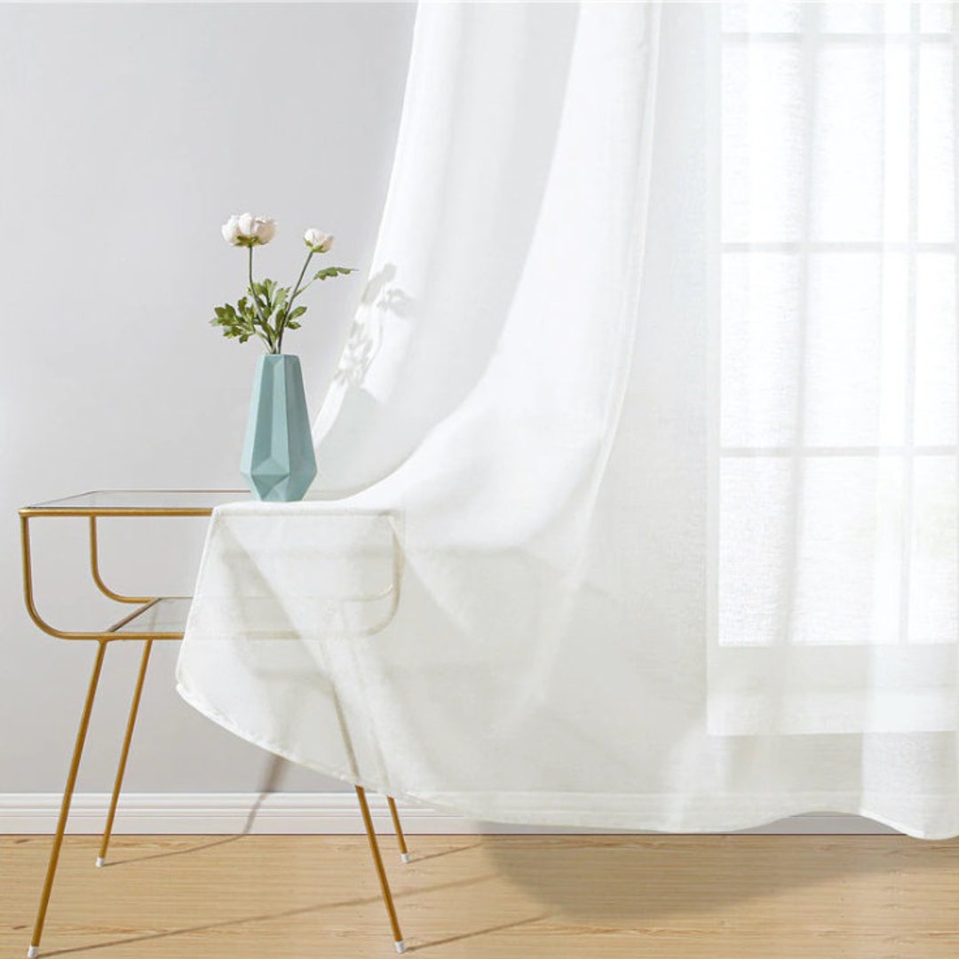 White Linen Curtains Sheer Living Room Curtains Soft Linen Etsy