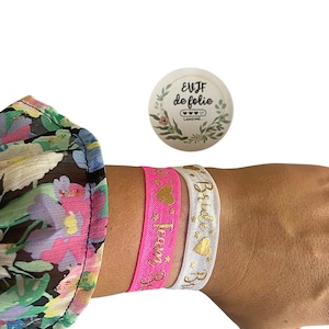 EVJF elastic bracelets, fushia pink team bride bracelet, hen party bracelet, EVJF guest gift, EVJF accessories, Girly