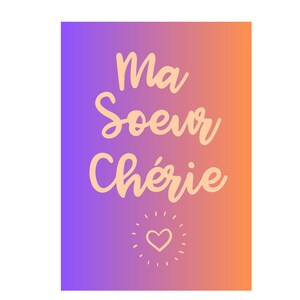 Carte personnalisée, Carte Ma Soeur chérie, carte correspondance soeur, carte famille, carte à message Soeur,Carte postale soeur,Sister card
