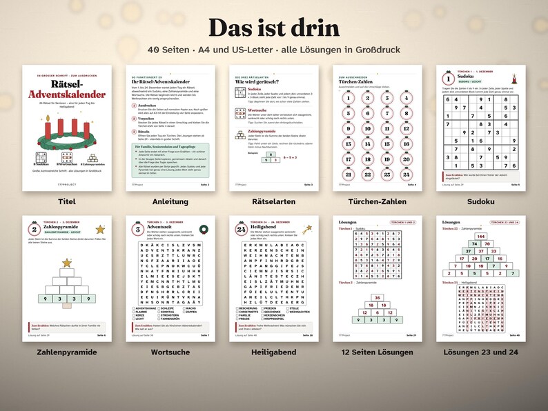 Senioren Weihnachtspaket Großdruck | Bingo, Rätsel-Adventskalender und Mandalas zum Ausdrucken | Seniorenheim & Betreuung | PDF deutsch image 6