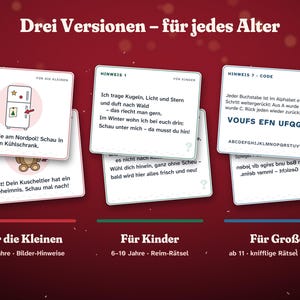 Printable Christmas Games Pack | Bingo, Christmas Quiz and Treasure Hunt | Family Games for Advent & Christmas Eve | German PDF image 4