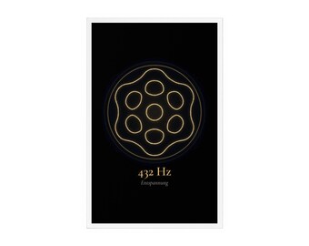 432 Hz Acrylglas Aufsteller Entspannung, Chladni Figur Gold auf Schwarz, Frequenz Bild zum Hinstellen, Meditation Deko, Geschenk