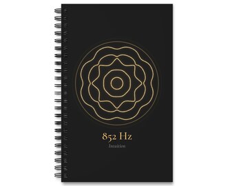 852 Hz Notizbuch Intuition, Spiral Notizbuch blanko gepunktet oder liniert, Chladni Figur Gold, Traumtagebuch, Spirituelles Geschenk