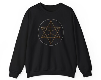 Merkaba Sweatshirt, Heilige Geometrie Pullover Gold auf Schwarz oder Bronze auf Sand, Schutz Symbol, Spirituelles Geschenk, Yoga