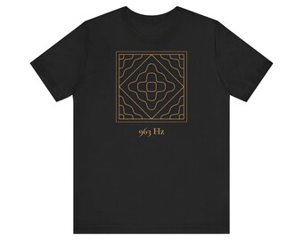 963 Hz T-Shirt Einheit, Chladni Figur Gold auf Schwarz, Solfeggio Frequenz Shirt Unisex, Spirituelles Geschenk, Meditation Yoga