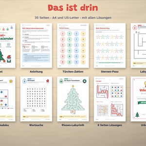 Weihnachts Paket für Kinder zum Ausdrucken | Malbuch, Rätsel-Adventskalender und Bingo | 3–10 Jahre, Kita & Schule | PDF deutsch image 6