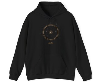 432 Hz Hoodie Entspannung, Atem Ring in Gold auf Schwarz, Frequenz Kapuzenpullover Unisex, Meditation Yoga Geschenk, Spirituell