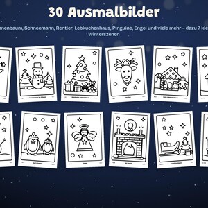 Weihnachts Paket für Kinder zum Ausdrucken | Malbuch, Rätsel-Adventskalender und Bingo | 3–10 Jahre, Kita & Schule | PDF deutsch image 2