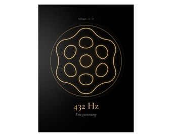 432 Hz Poster Entspannung, Chladni Figur Gold auf Schwarz, Frequenz Wandbild, Meditation Deko, Yoga Raum Poster, Spirituelles Geschenk
