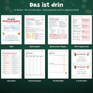 Printable Christmas Games Pack | Bingo, Christmas Quiz and Treasure Hunt | Family Games for Advent & Christmas Eve | German PDF image 6