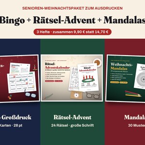 Senioren Weihnachtspaket Großdruck | Bingo, Rätsel-Adventskalender und Mandalas zum Ausdrucken | Seniorenheim & Betreuung | PDF deutsch image 1