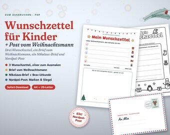 Printable children's wish list | Letter from Santa Claus & St. Nicholas letter template PDF | North Pole Post, Good Good Certificate, fillable