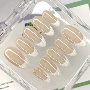 Classic White Tip Press On Nails: Handmade Gel Fashion Nails