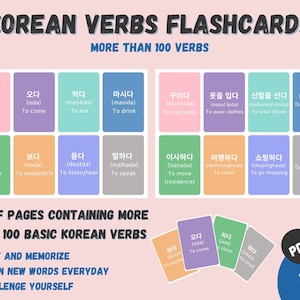 KOREAN verbs flashcards | 100 korean verbs flashcards