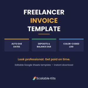 Modèle de facture pour freelance - Suivi des factures Google Sheets - Journal des factures modifiable - Suivi des paiements - Petite entreprise - Téléchargement instantané