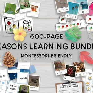 All Seasons Learning Bundle Activity Game for Toddlers Montessori Preschool Printables for Kids Homeschool Resources
